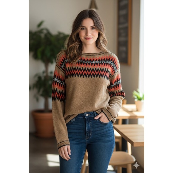 Sita Murt Sweaters - Sita Murt Fair Isle Alpaca Sweater Nordic Tribal Winter Fall Womens Sz 12